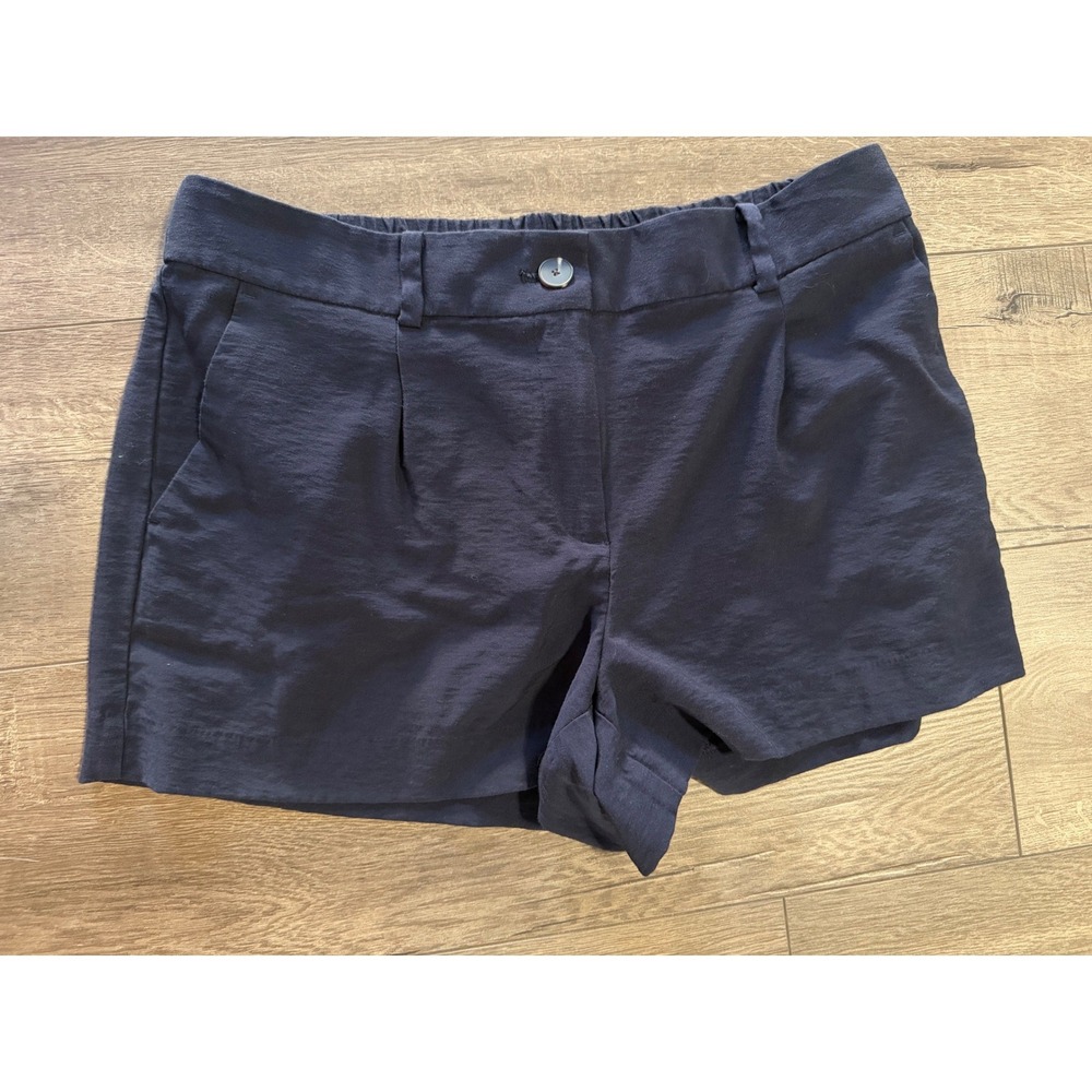 Loft Womens Navy Blue Elastic Back Rayon Blend Shorts Size L 523579